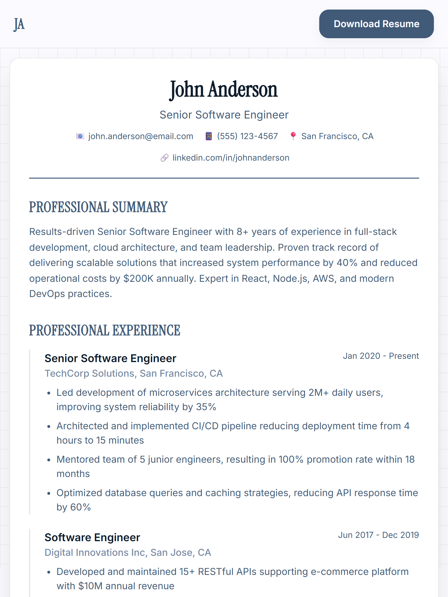 Professional Resume